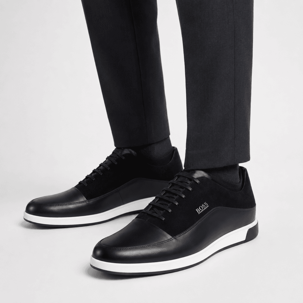 1e6cad30-23e7-447e-b7e4-62fbb98b138b Black Leather and Suede BOSS shoes