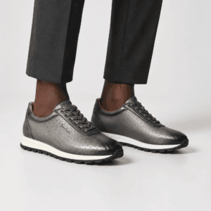 a aman in Berluti grey perforated leather lug-sole sneakers for men