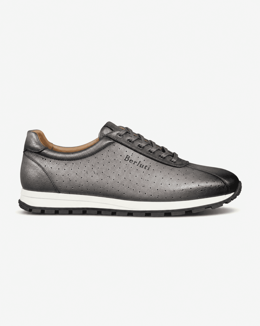 Berluti grey perforated leather lug-sole sneakers for men