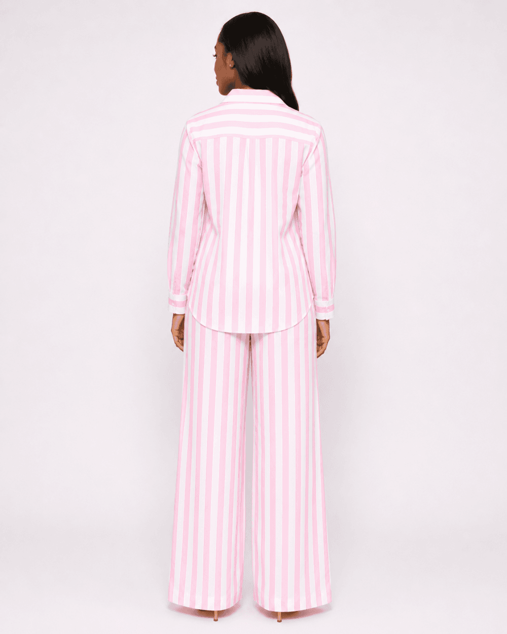 d663f3c7-bb47-48e4-b465-216944770c07 Women’s Pink and White Striped Shirt and Wide-Leg Trouser Set