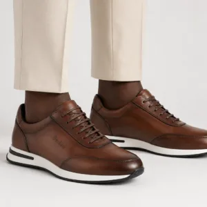 Berluti brown leather sneakers for men in Rwanda with a formal trouser