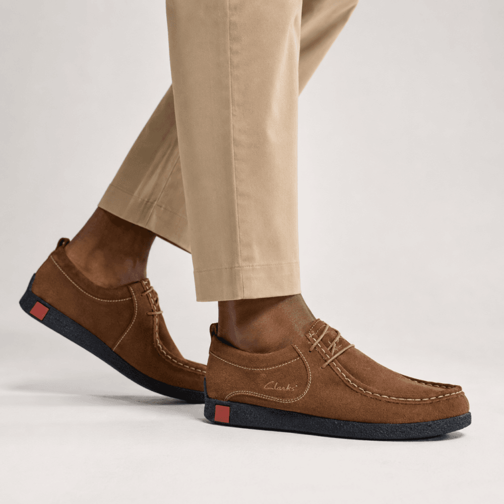 original Clarks Brown Suede Moc-Toe Casual Shoes for Men Clarks Brown Suede Shoes for men