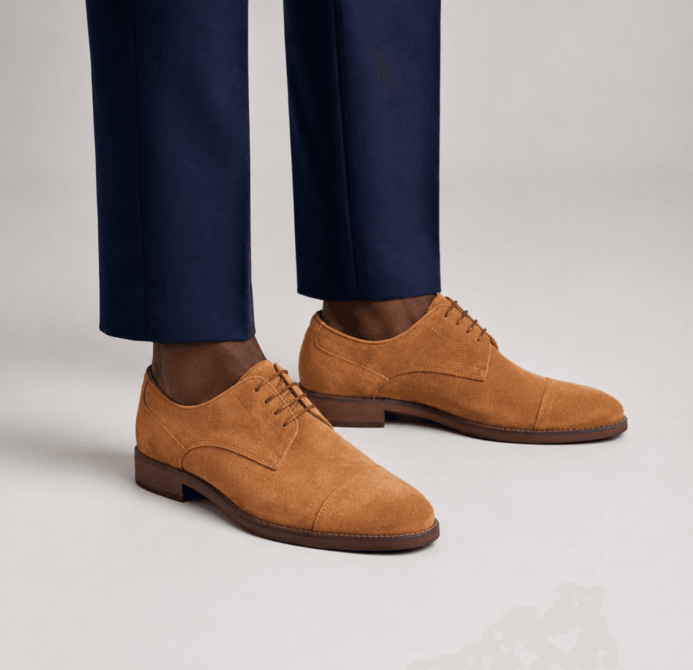 Tan Suede Oxford Shoes for Men