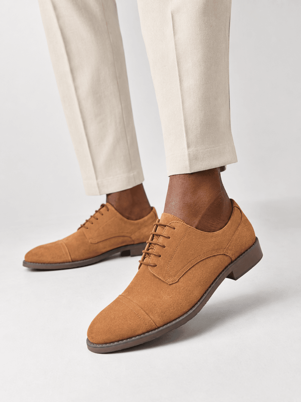Tan Suede Oxford Shoes for Men