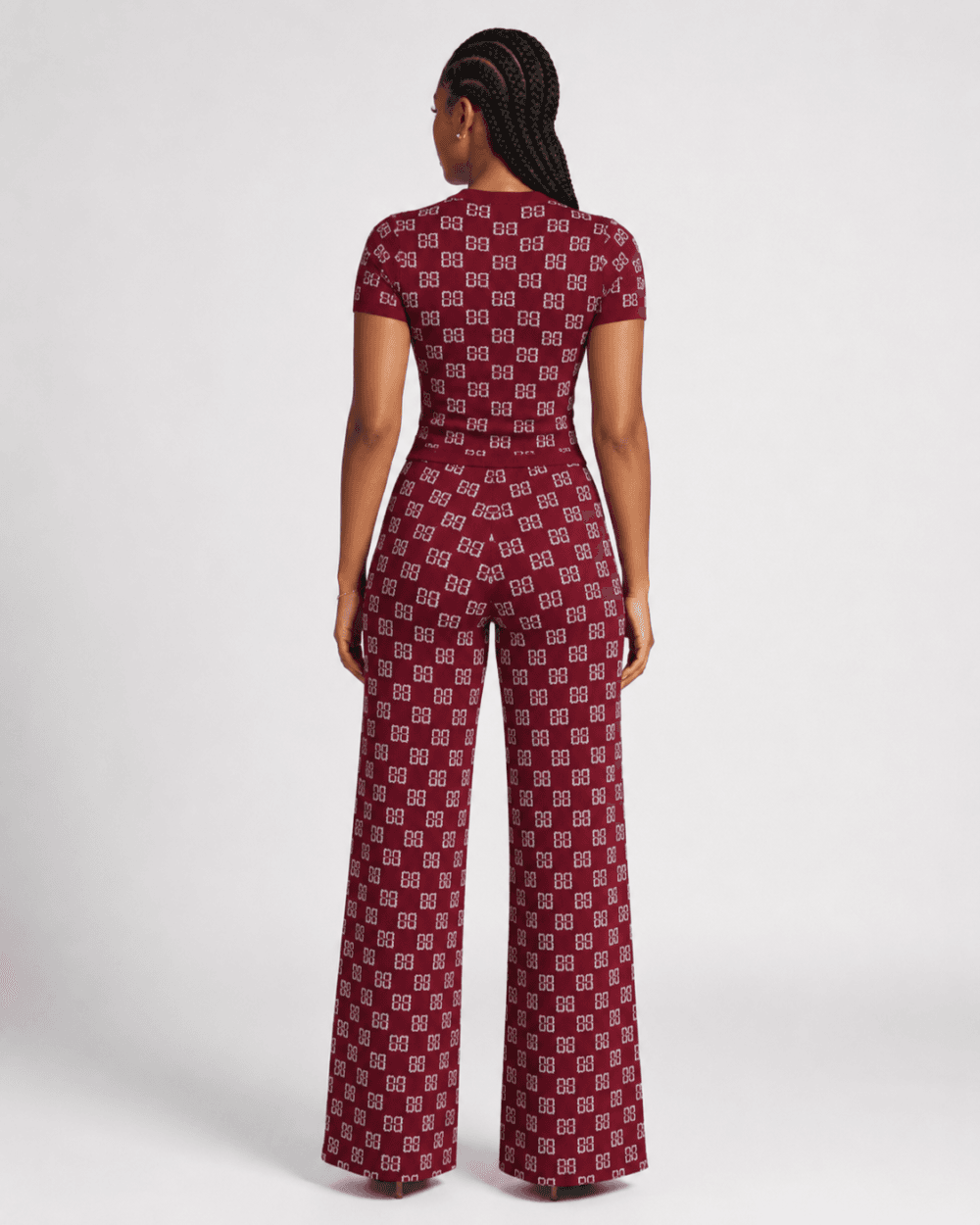 3195af8a-53f3-4f28-87f0-8329ecb23d3c Women's Burgundy Monogram Knit Set