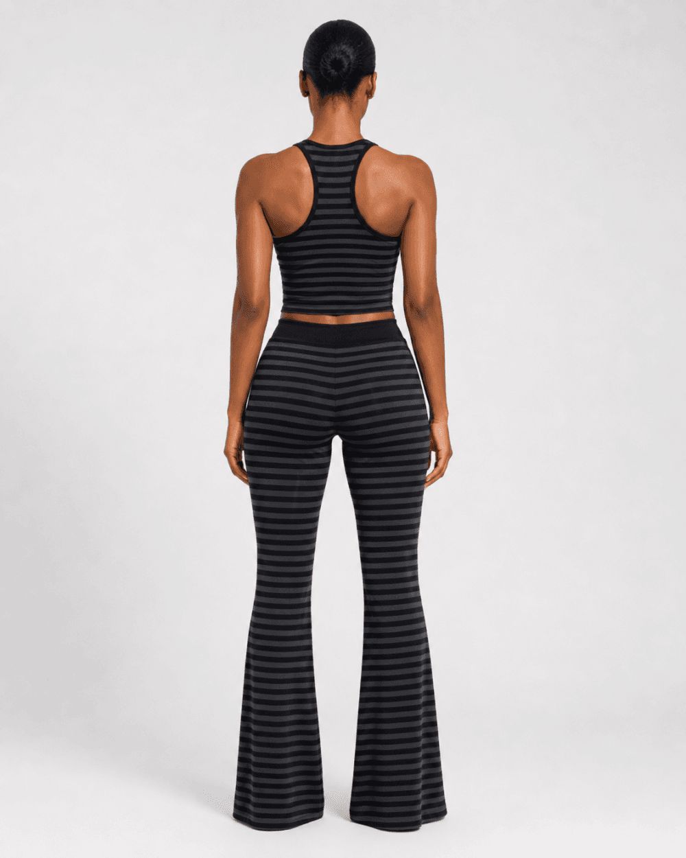 Women’s Striped Crop Tank & Flared Yoga Leggings Set