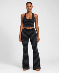 Women’s Striped Crop Tank & Flared Yoga Leggings Set