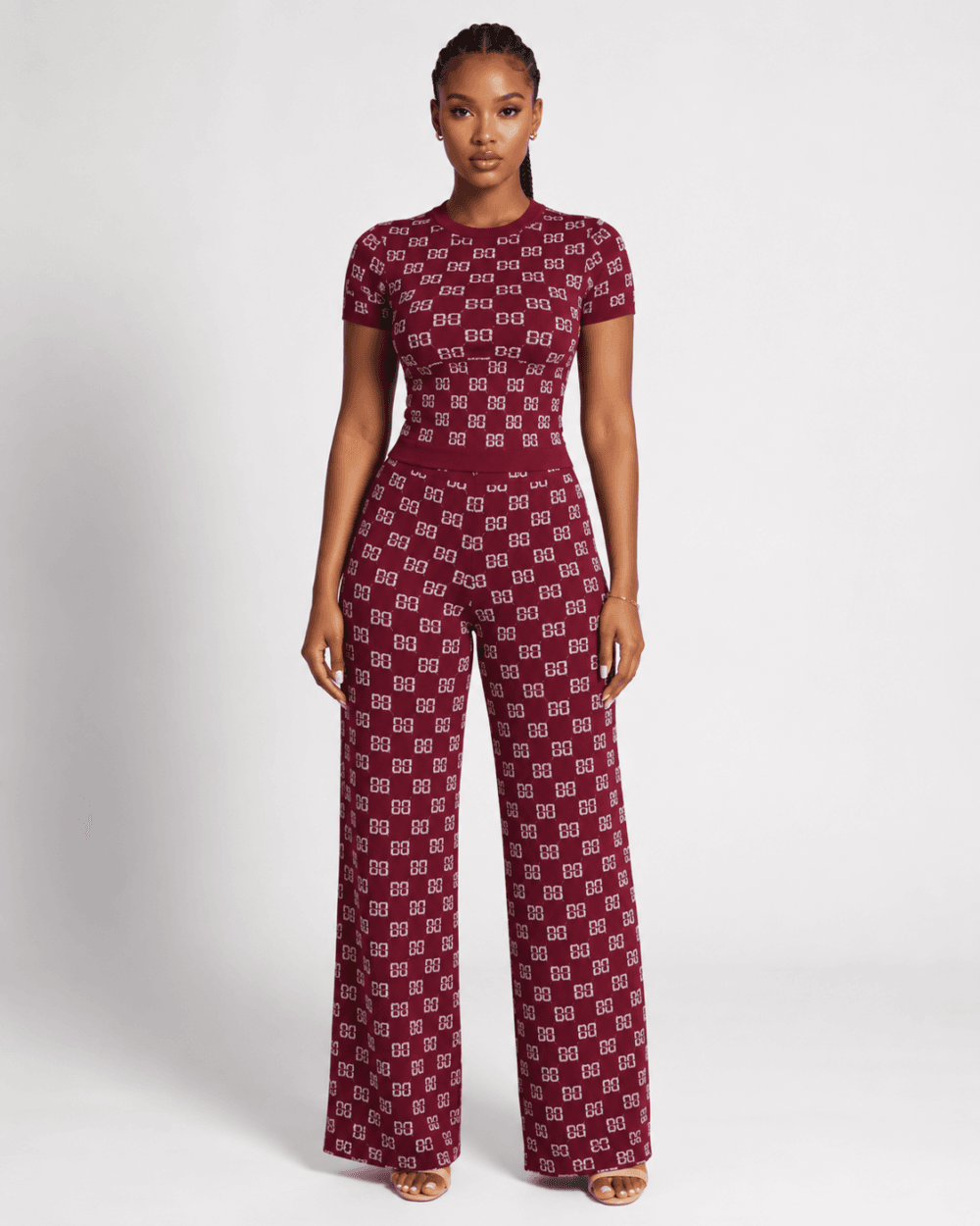 dd15288e-fdc7-4e00-816f-bb7d5bc8ed0c Women's Burgundy Monogram Knit Set
