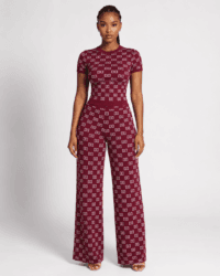Women's Burgundy Monogram Knit Set