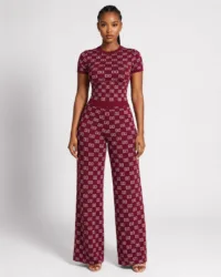 Women's Burgundy Monogram Knit Set