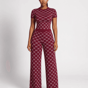 Women's Burgundy Monogram Knit Set