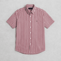 Tommy Hilfiger Striped Short Sleeve Shirt Burgundy