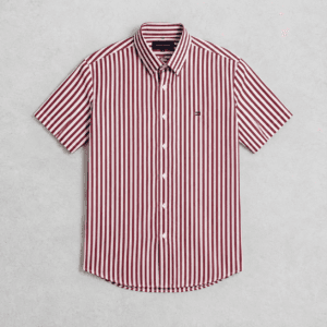 Tommy Hilfiger Striped Short Sleeve Shirt Burgundy
