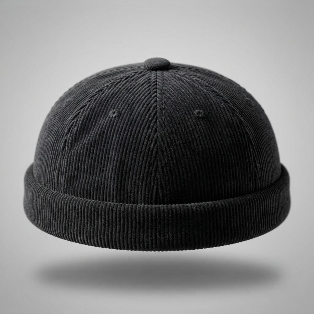 Black Corduroy Docker Hat