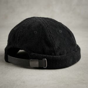 Black Corduroy Docker Hat