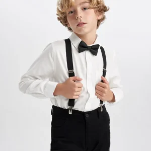 Boys Formal Suit Set Bow Tie Suspenders